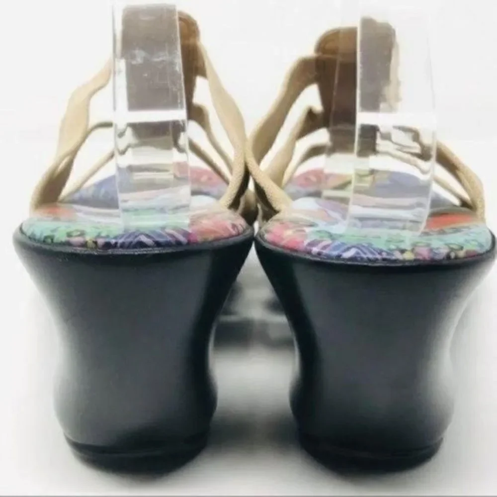 Gustav Klimt womans wedged sandals US 9 work of art BoxO